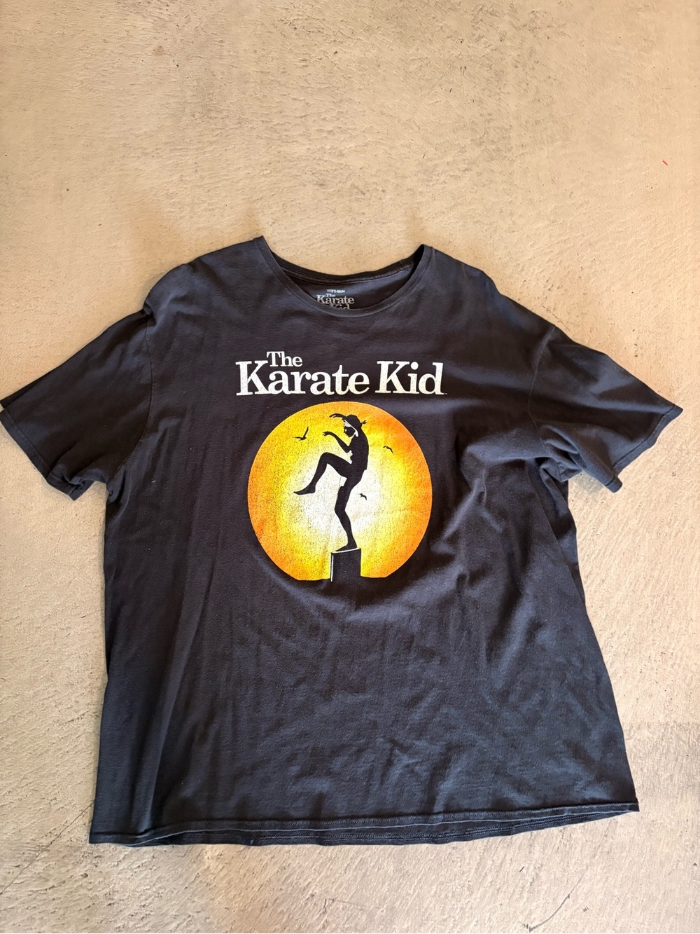 The Karate Kid Graphic Short Sleeve Tee - Black with Yellow Print size 2XL